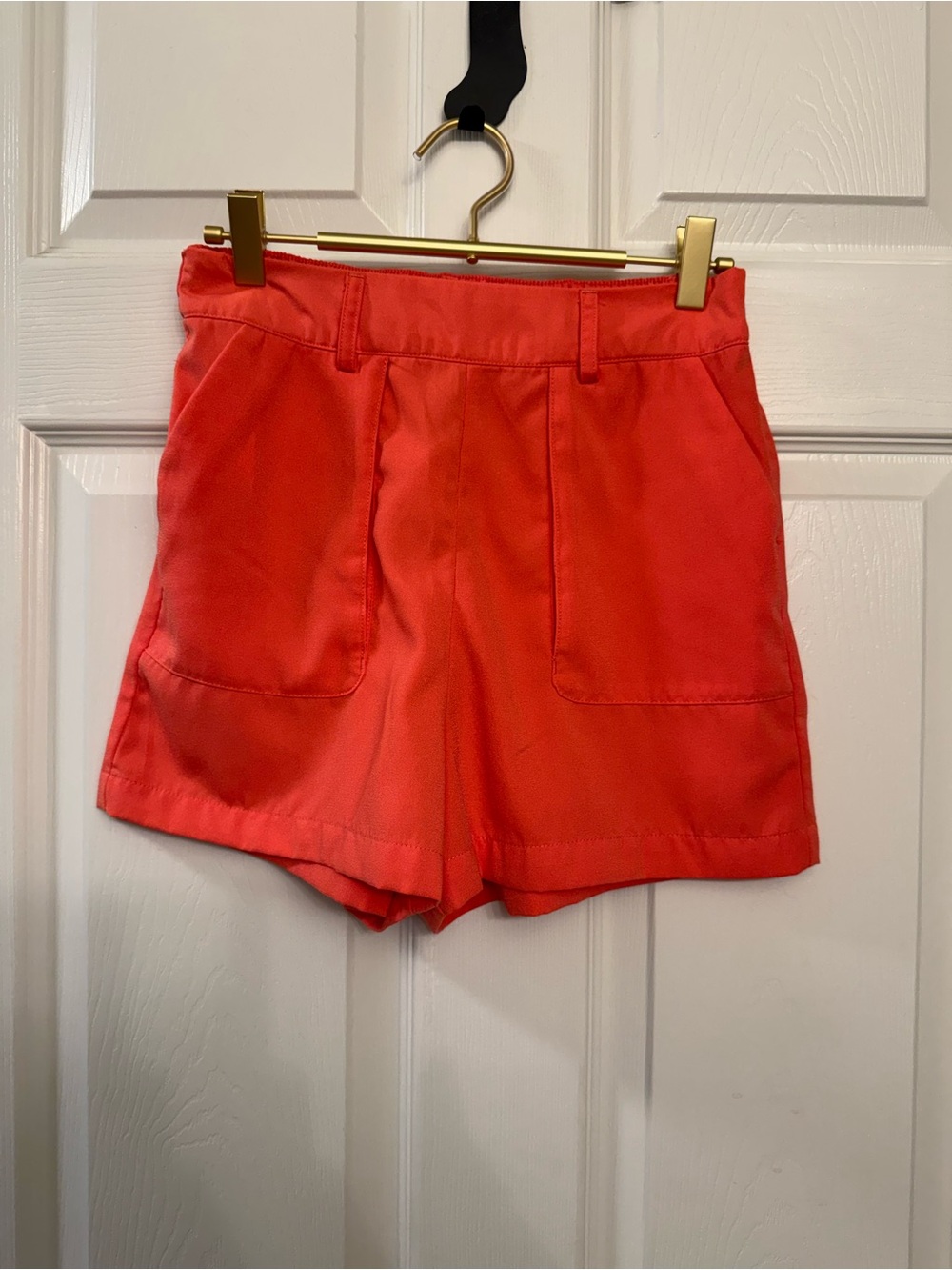 Coral Red High-Waist Women’s Shorts